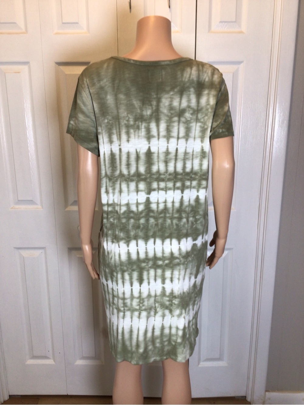 Gap Olive Green Tie Dye T Shirt Dress XL NWT Slub Jersey Above Knee Casual Boho. - Picture 5 of 8
